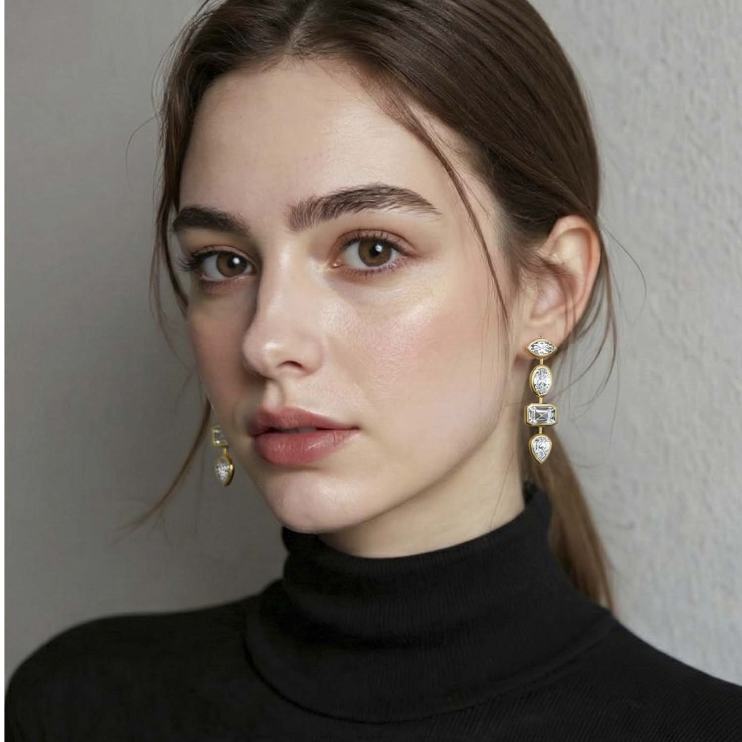 The Cascade Bezel Earrings