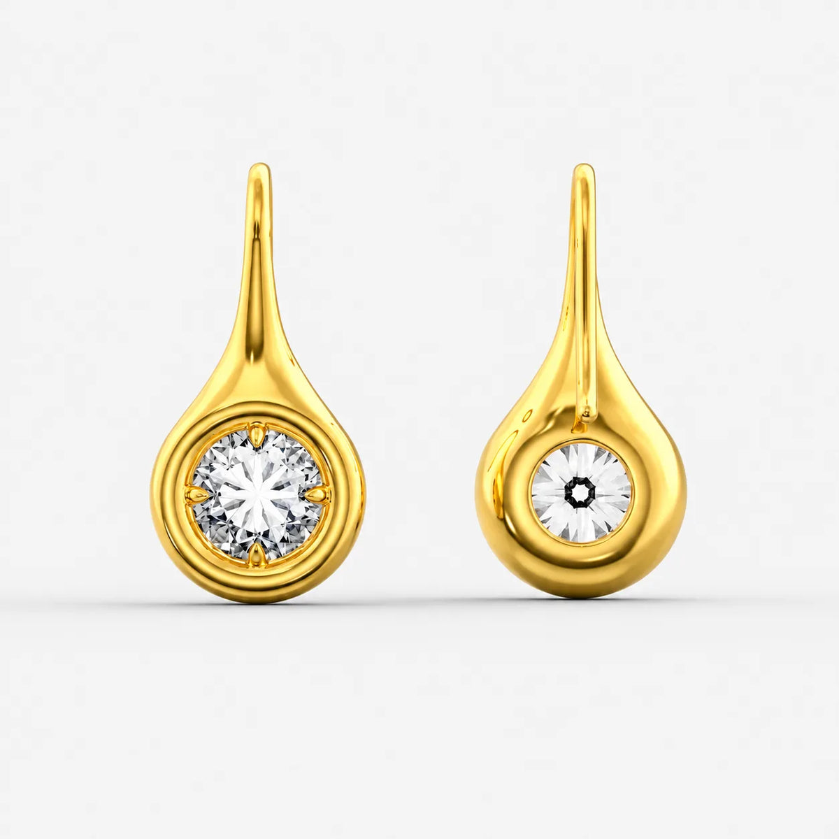 The Teardrop Solitaire Hook Earrings