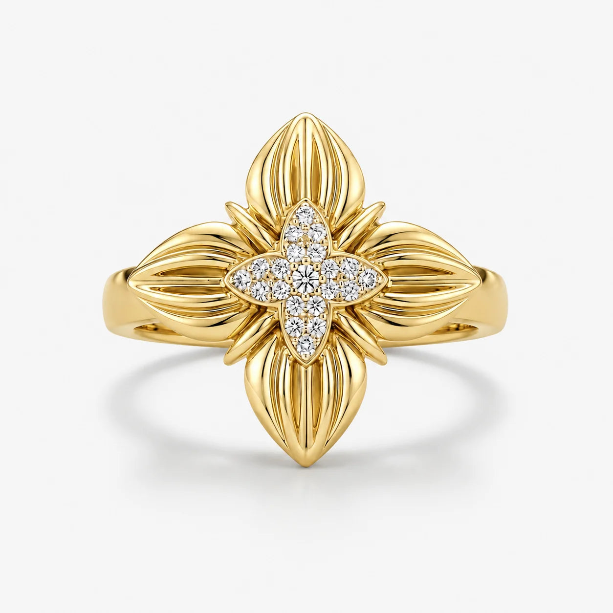 The Luminis Clementia Cross Floral Filigree Ring