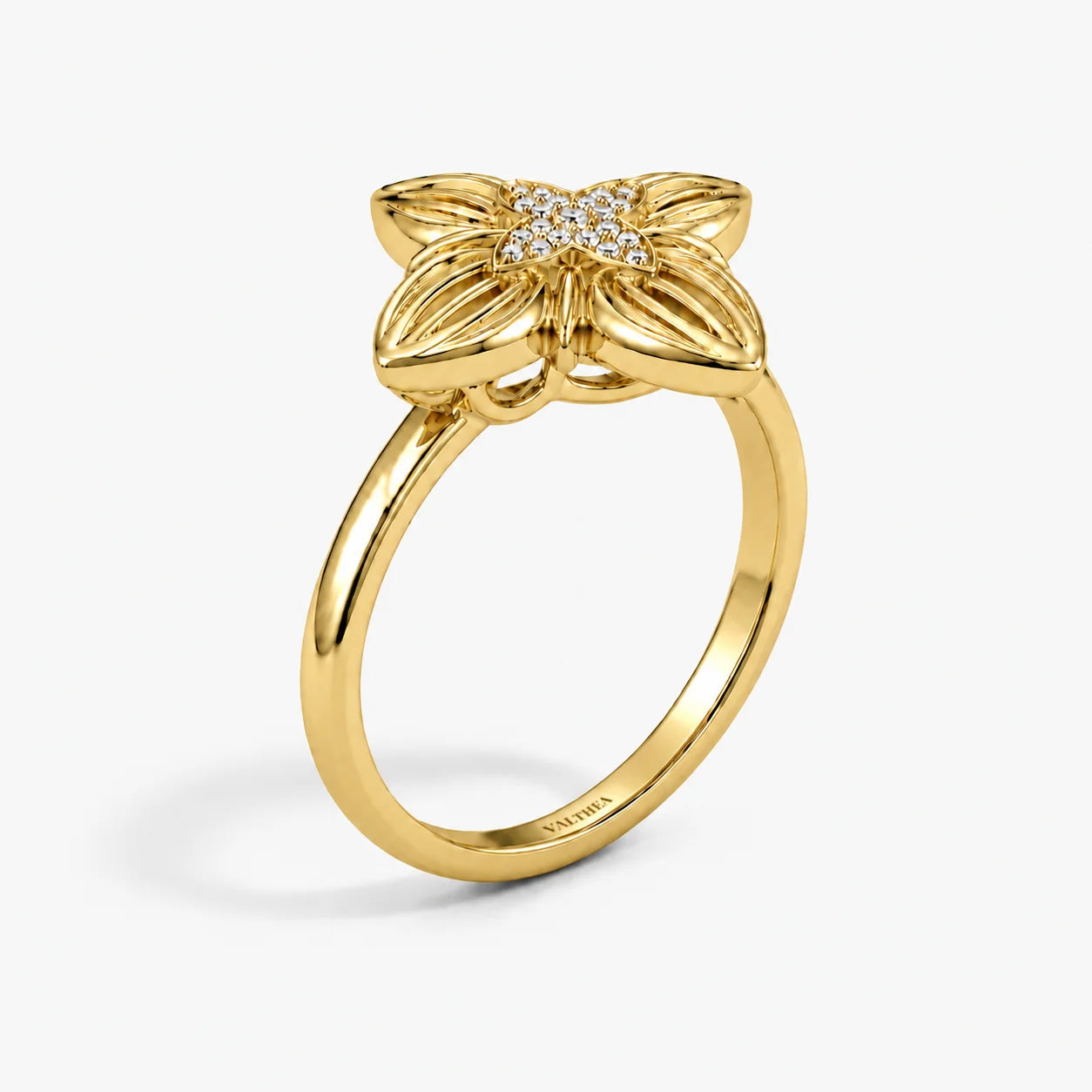 The Luminis Clementia Cross Floral Filigree Ring