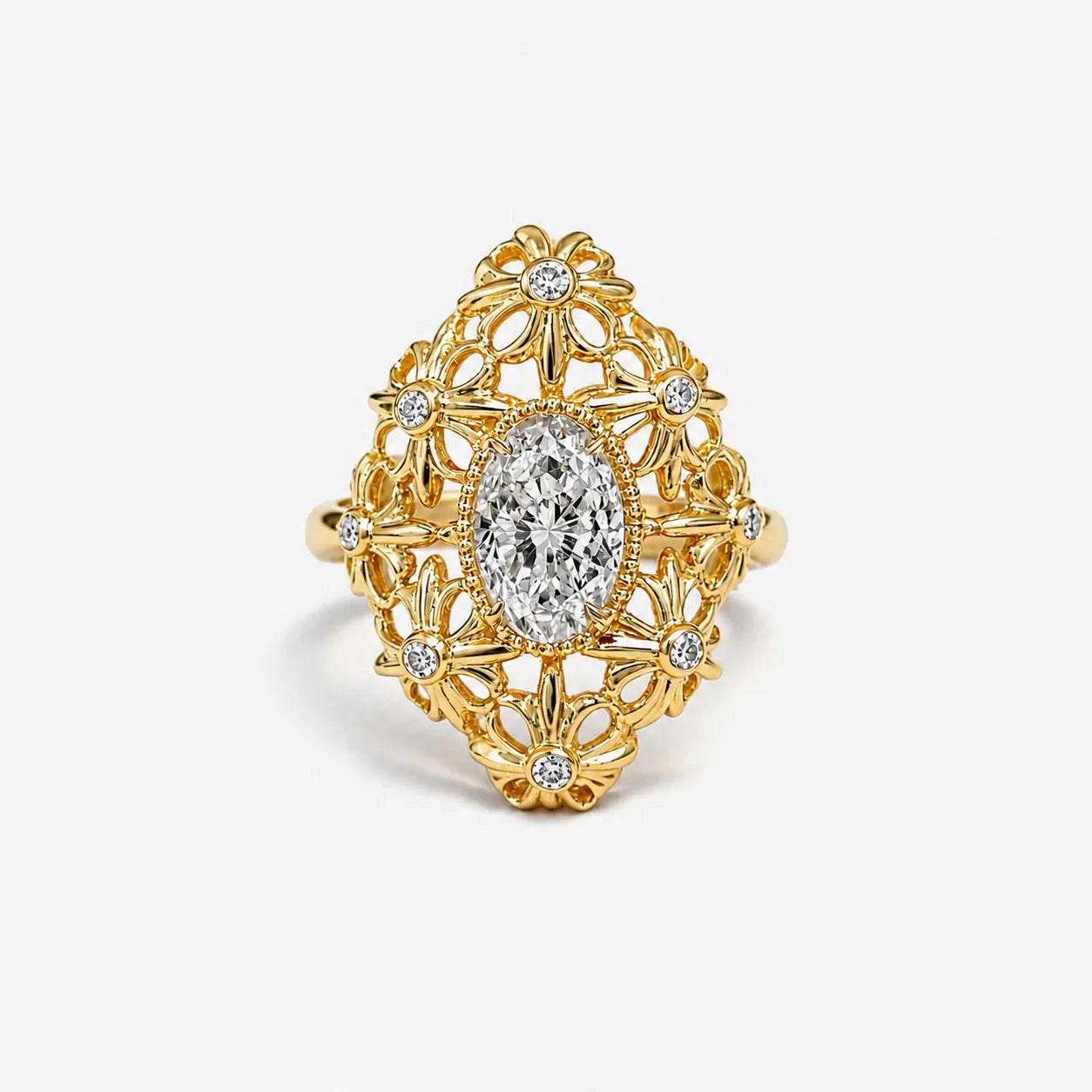 The Lux Ordo Lumiere Oval Filigree Cross Power Ring