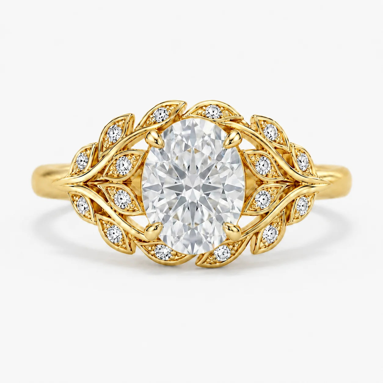 The Clementia Lumiere Oval Filigree Olive Leaf Ring