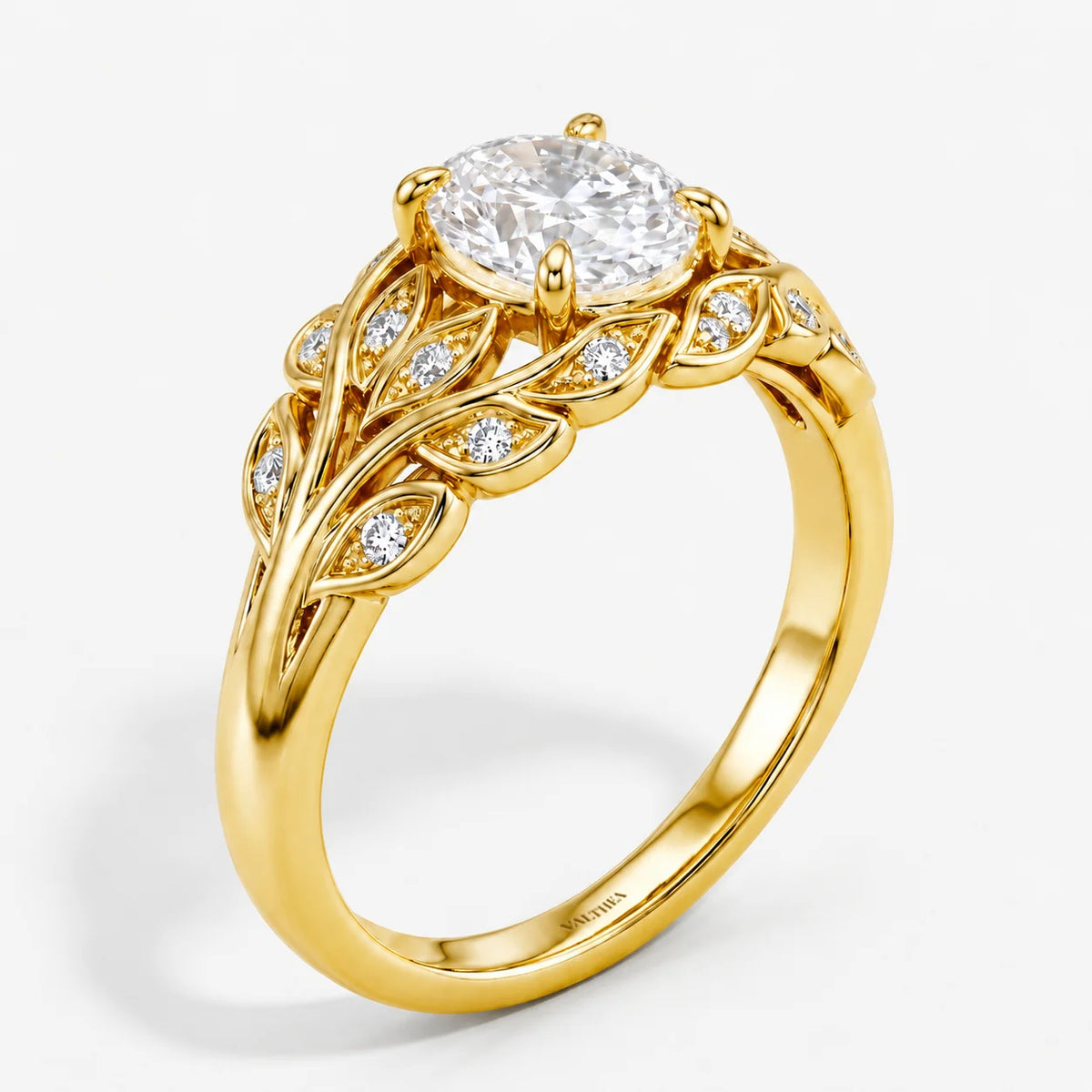 The Clementia Lumiere Oval Filigree Olive Leaf Ring