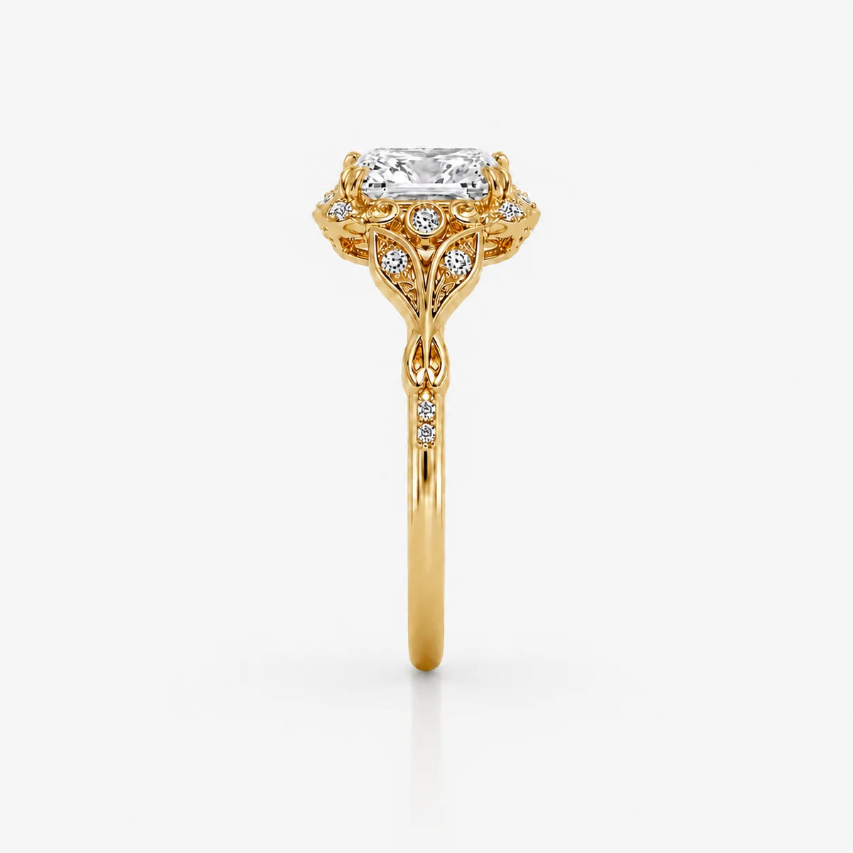 The Clementia Lumiere Radiant Cut Filigree Royal Power Ring