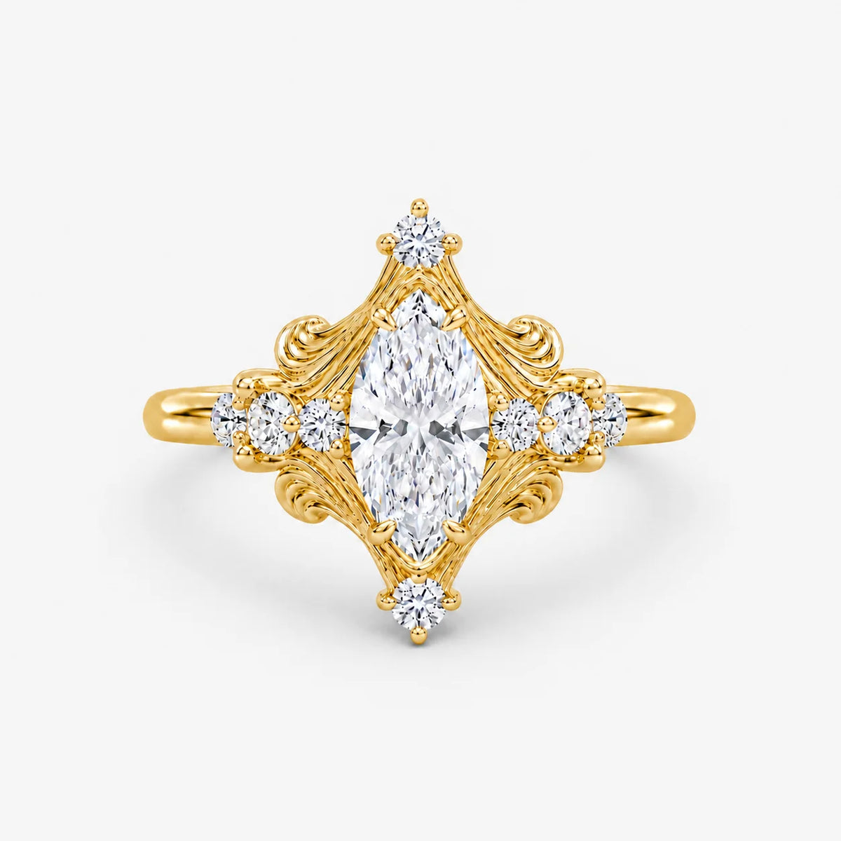 The Clementia Lumiere Marquise Filigree Royal Power Ring