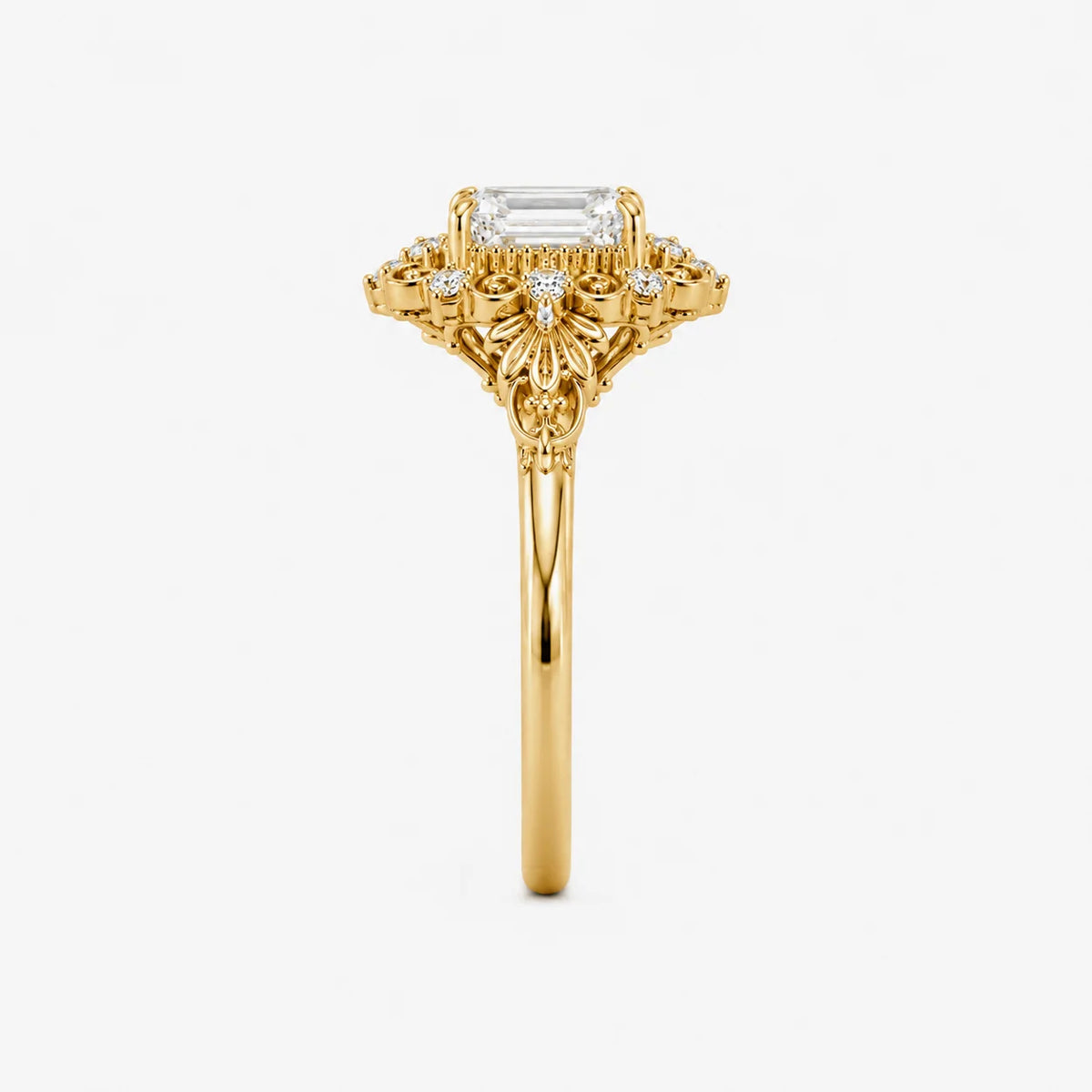 The Clementia Lumiere Radiant Cut Filigree Vintage Ring