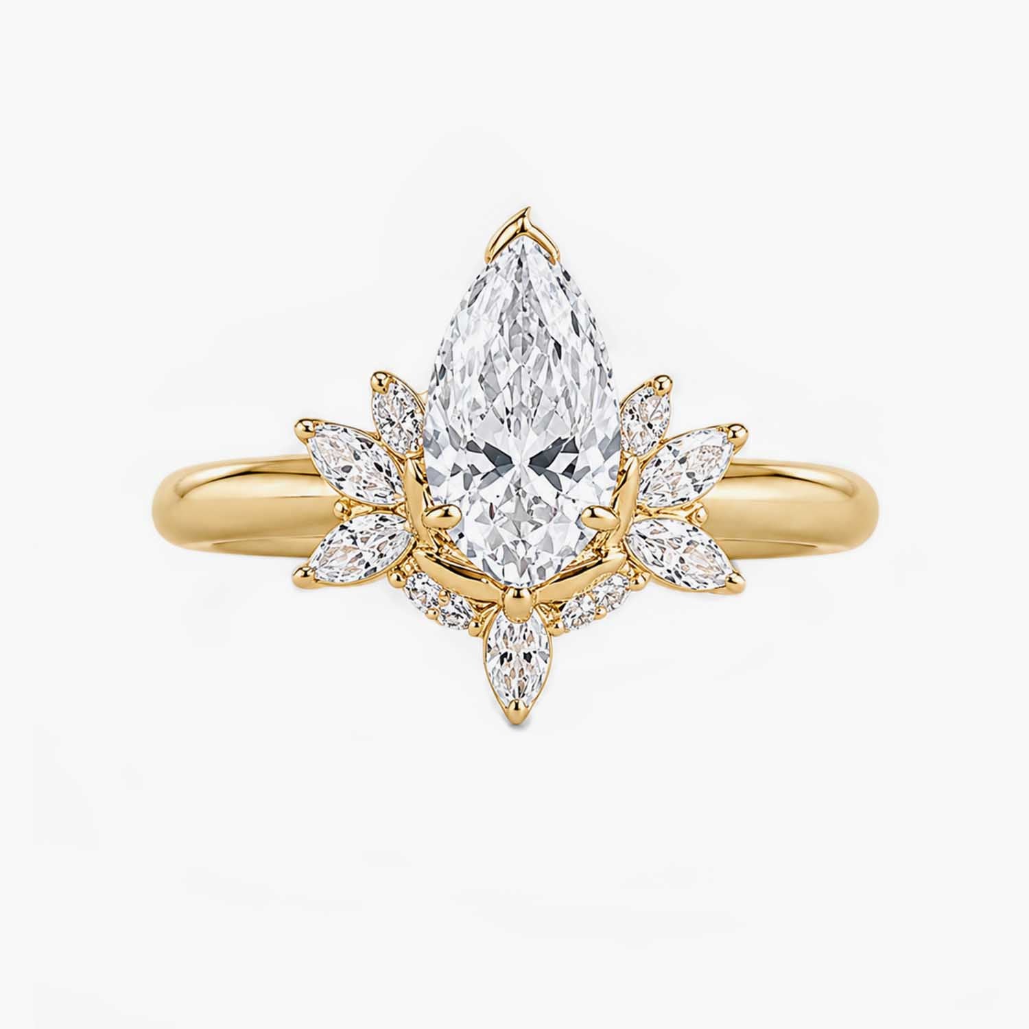 The Clementia Lumiere Pear-Shaped Lotus Pave Ring
