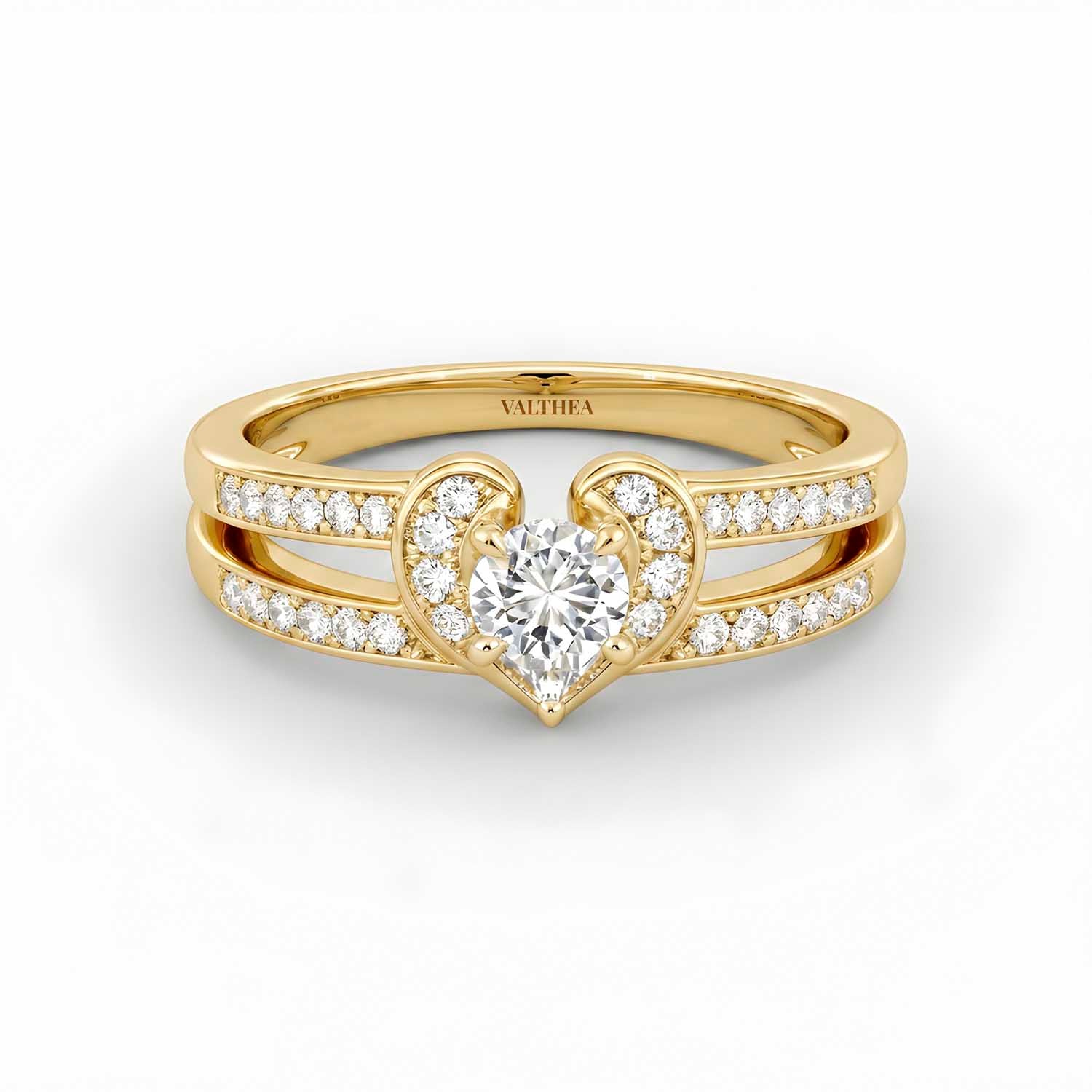 The Cor Lumiere Heart Solitaire Ring Set