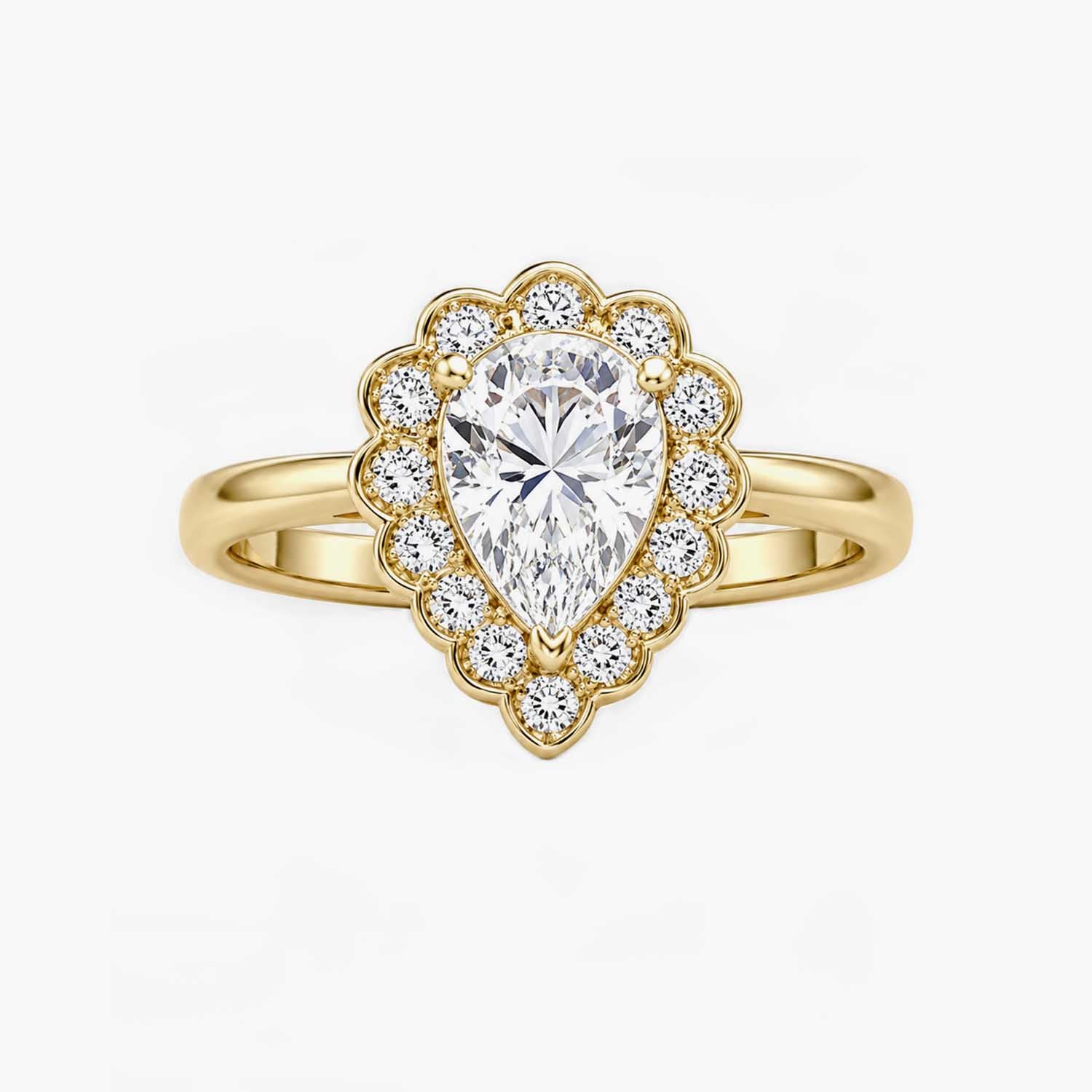 The Lux Ordo Corona Pear Solitaire Ring