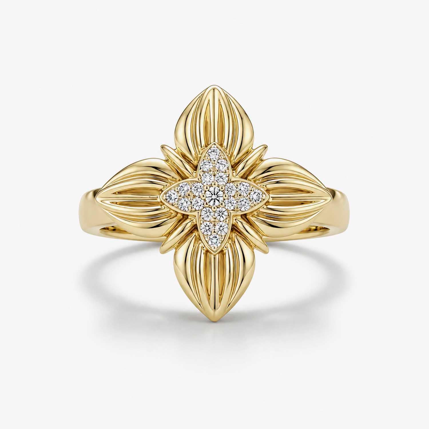The Luminis Clementia Cross Floral Filigree Ring