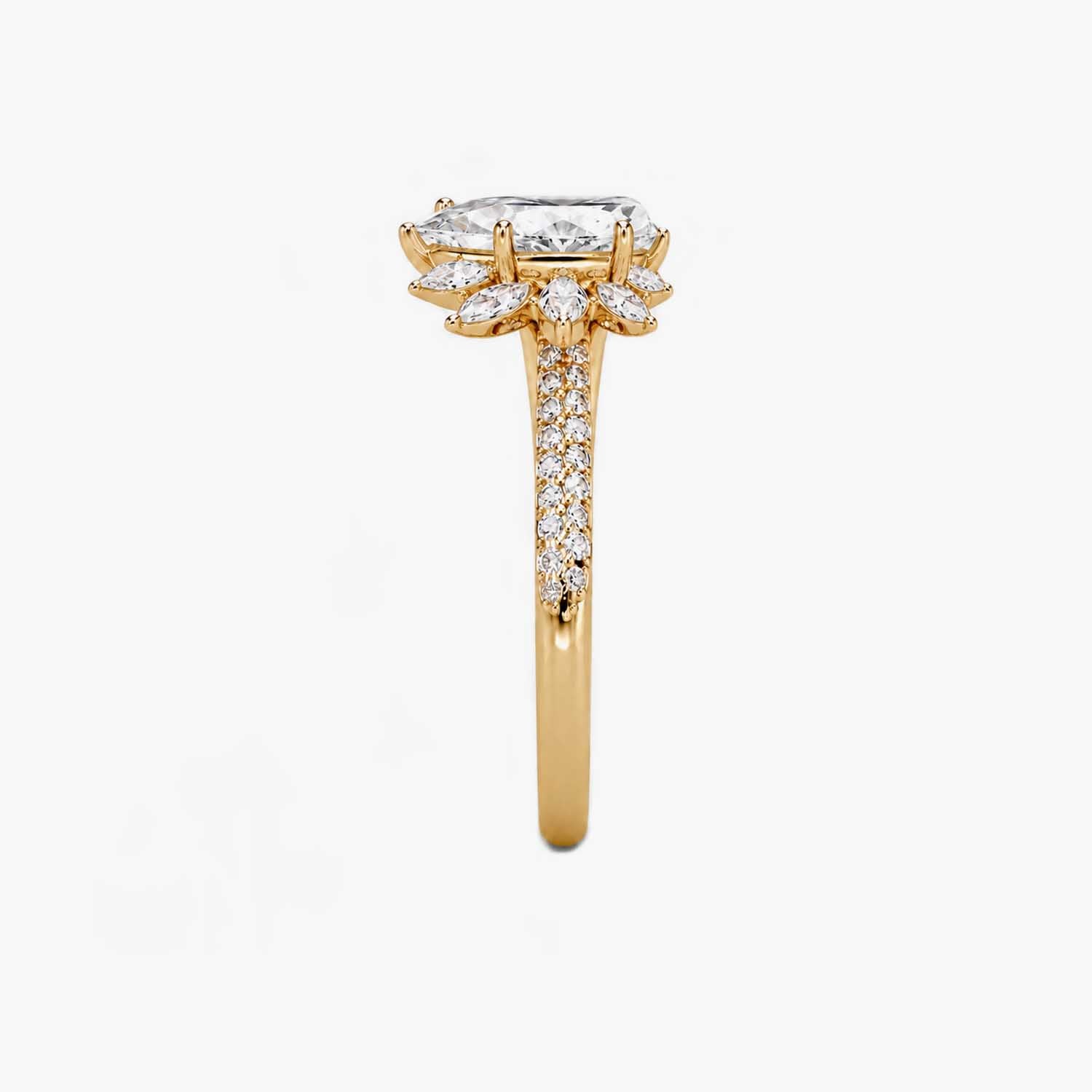 The Clementia Lumiere Pear-Shaped Lotus Pave Ring