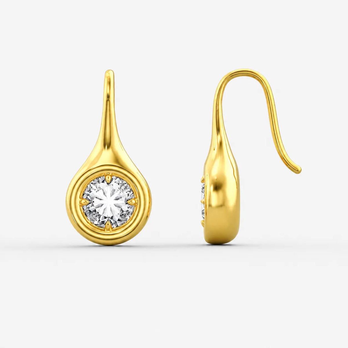 The Teardrop Solitaire Hook Earrings
