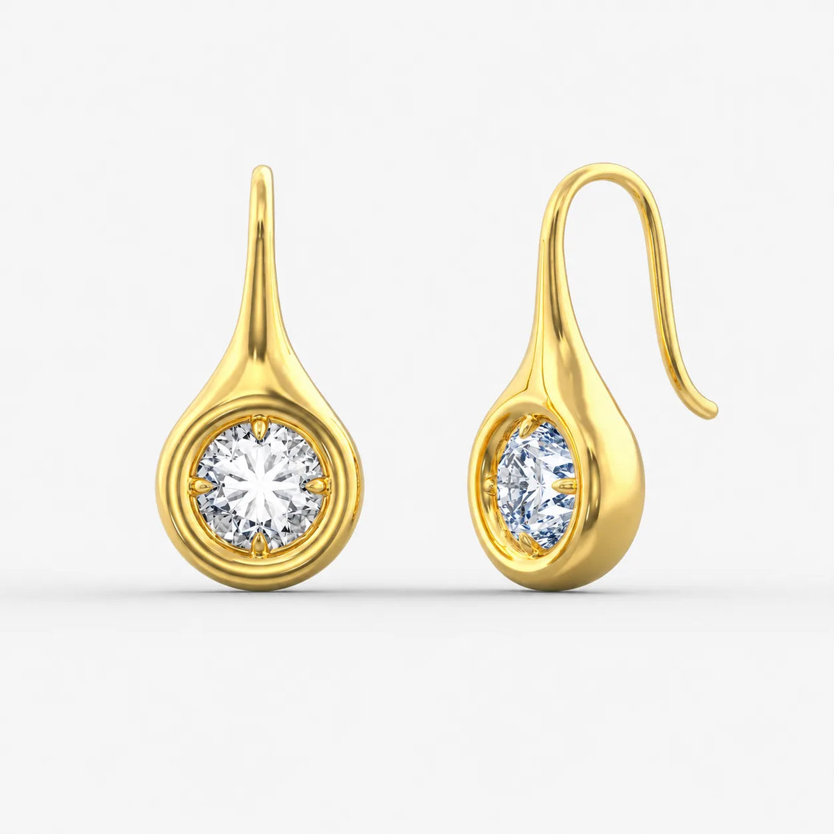The Teardrop Solitaire Hook Earrings