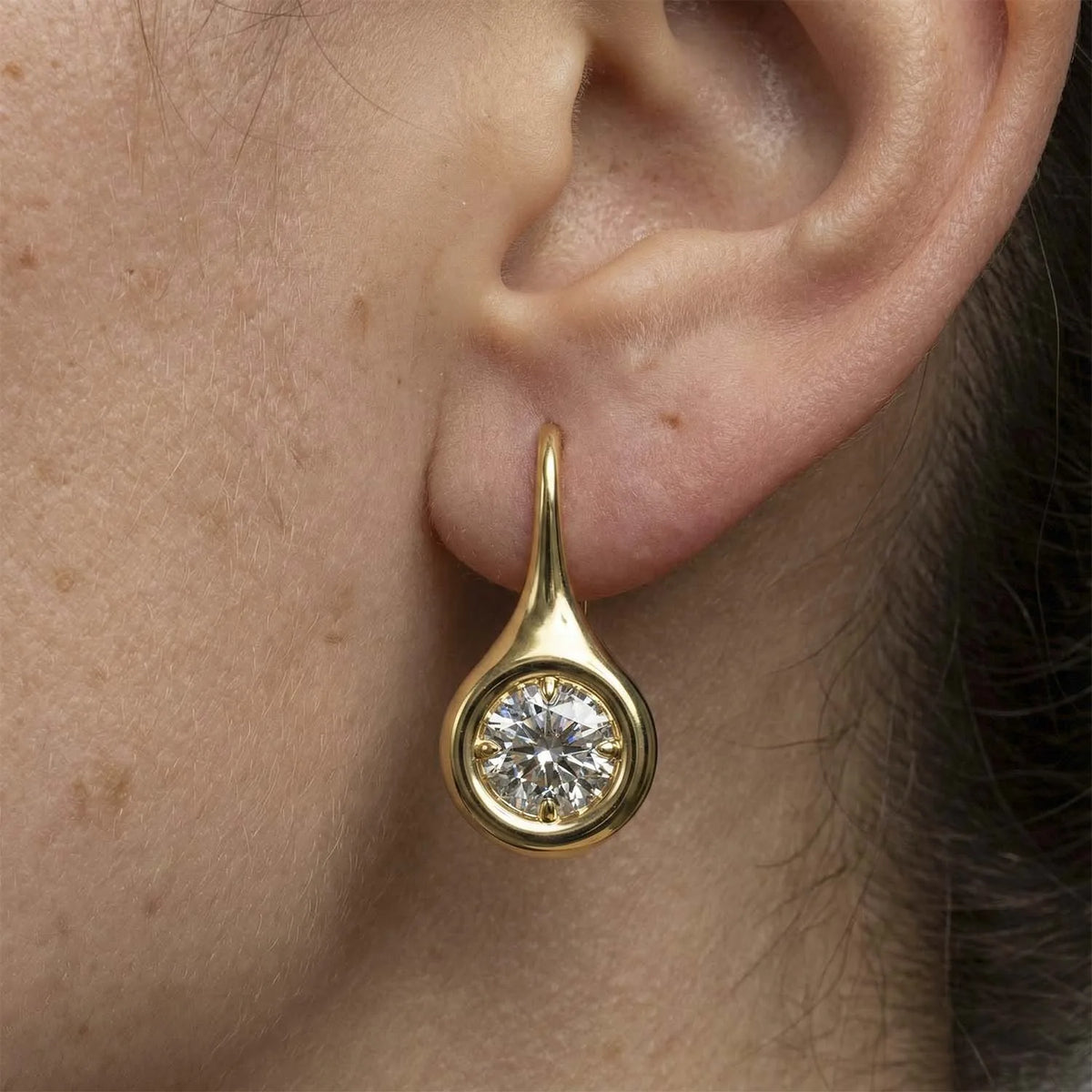 The Teardrop Solitaire Hook Earrings
