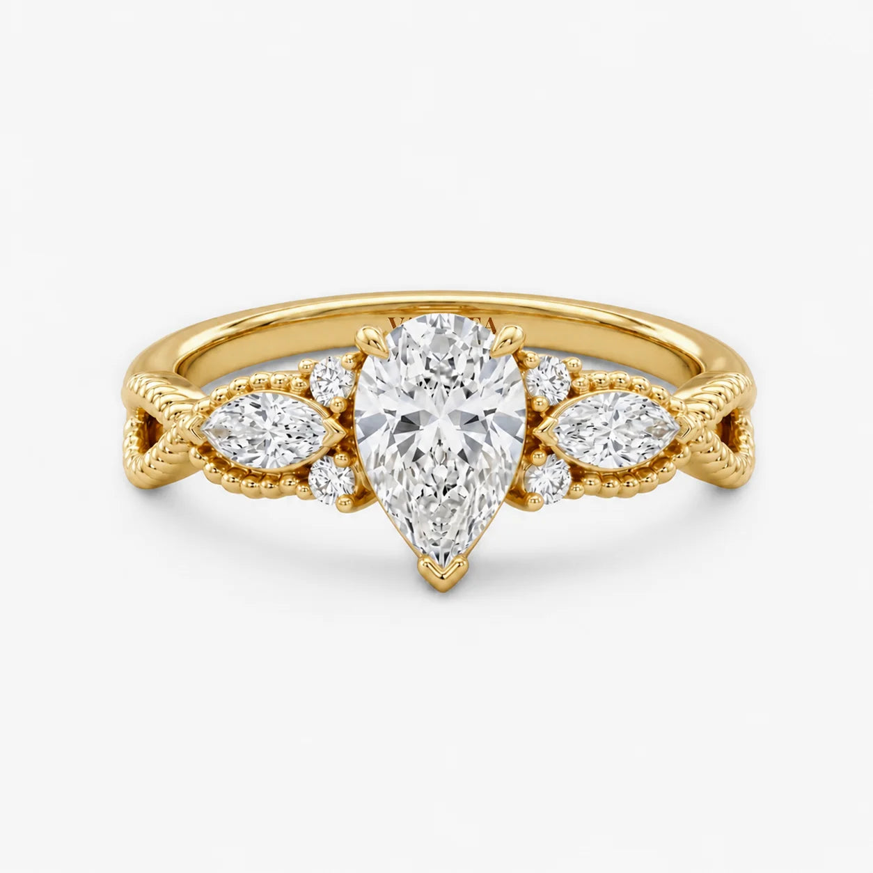 The Astra Bind Pear Solitaire Ring