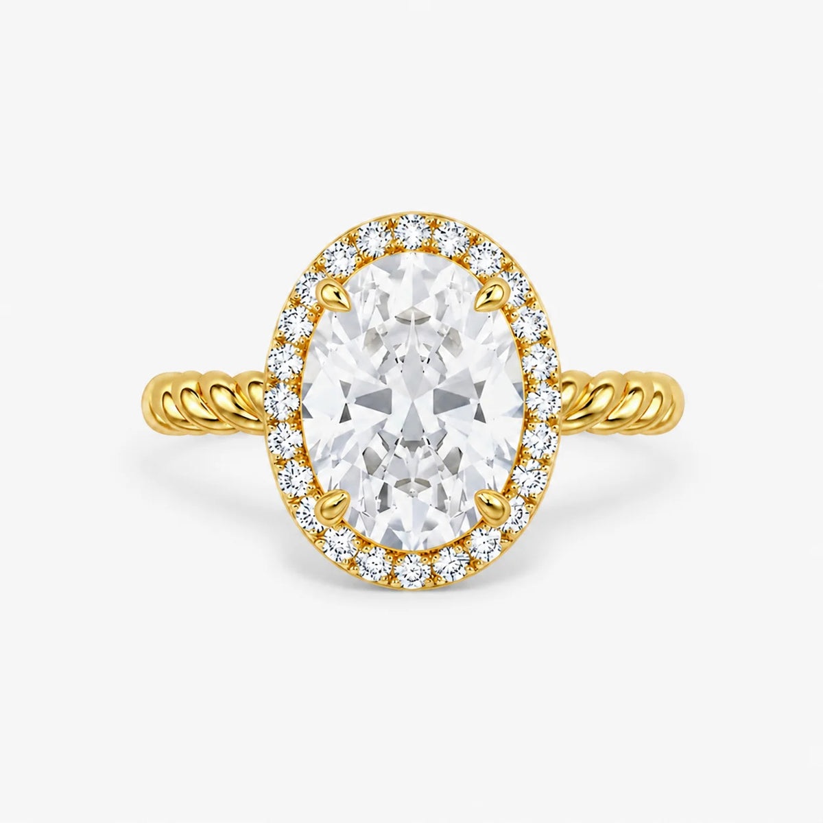 The Lumiere Corda Oval Halo Solitaire Ring