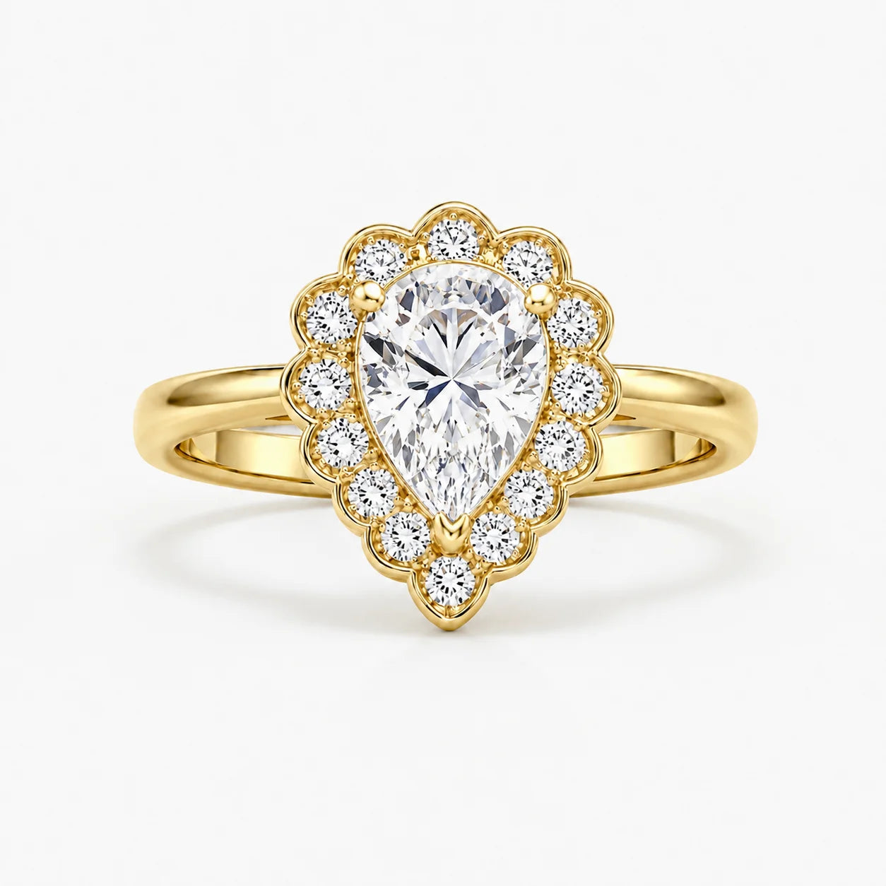 The Lux Ordo Corona Pear Solitaire Ring