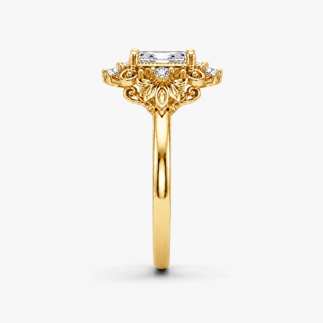 The Clementia Lumiere Radiant Cut Filigree Ring