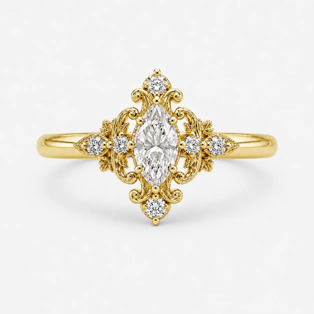 The Clementia Lumiere Marquise Filigree Floral Ring