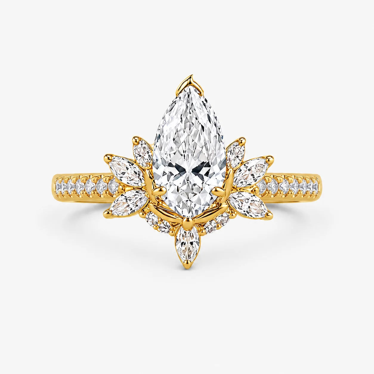 The Clementia Lumiere Pear-Shaped Lotus Pave Ring