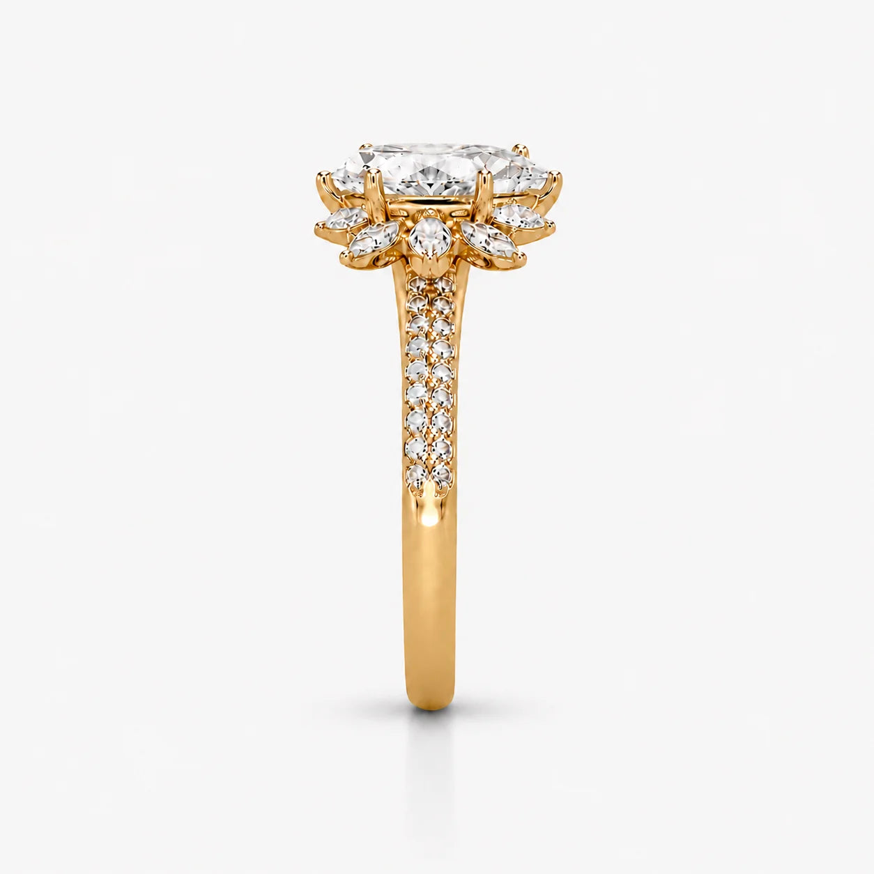 The Clementia Lumiere Pear-Shaped Lotus Pave Ring