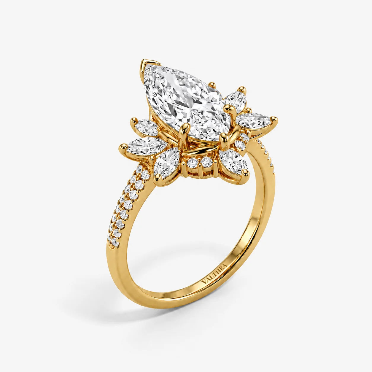 The Clementia Lumiere Pear-Shaped Lotus Pave Ring