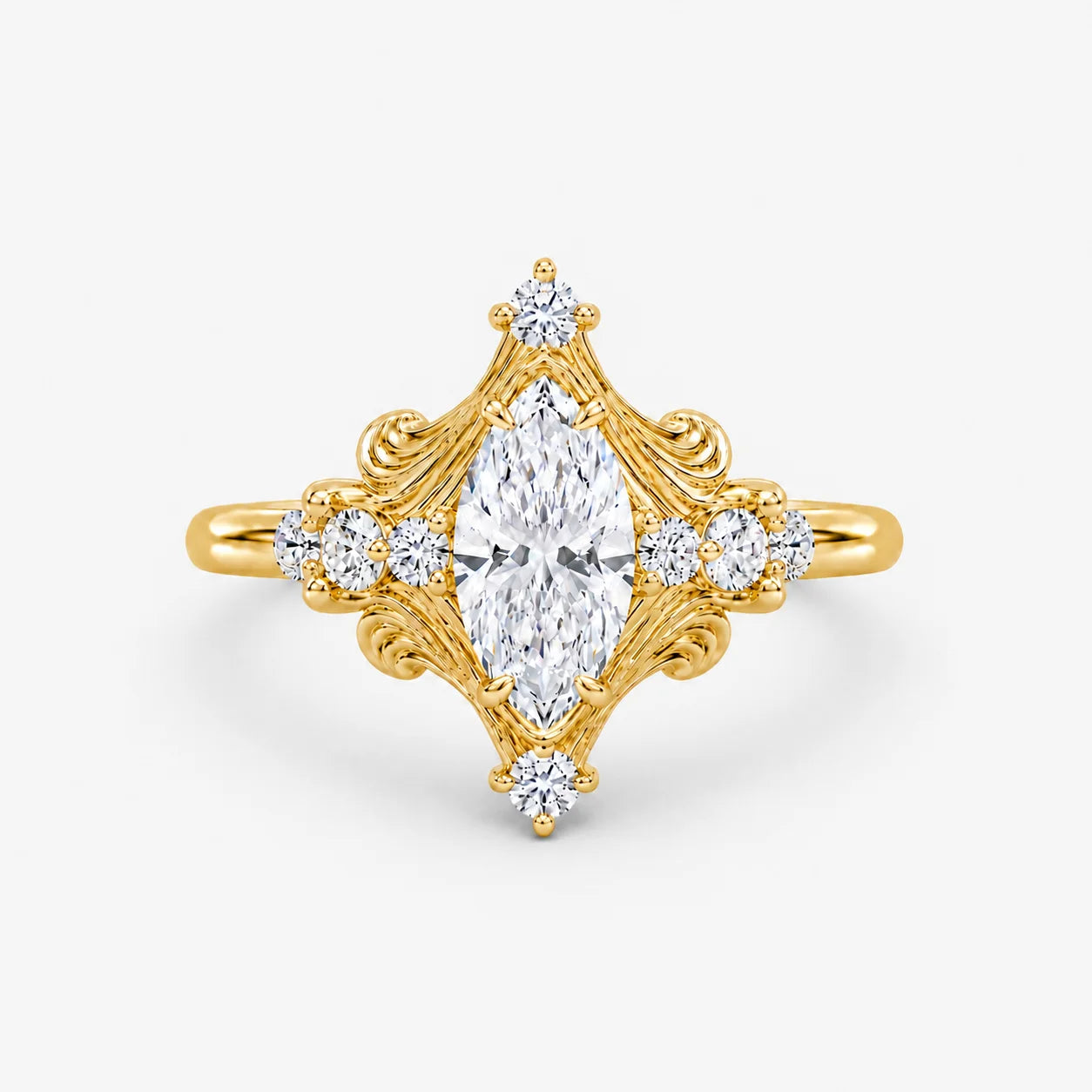 The Clementia Lumiere Marquise Filigree Royal Power Ring