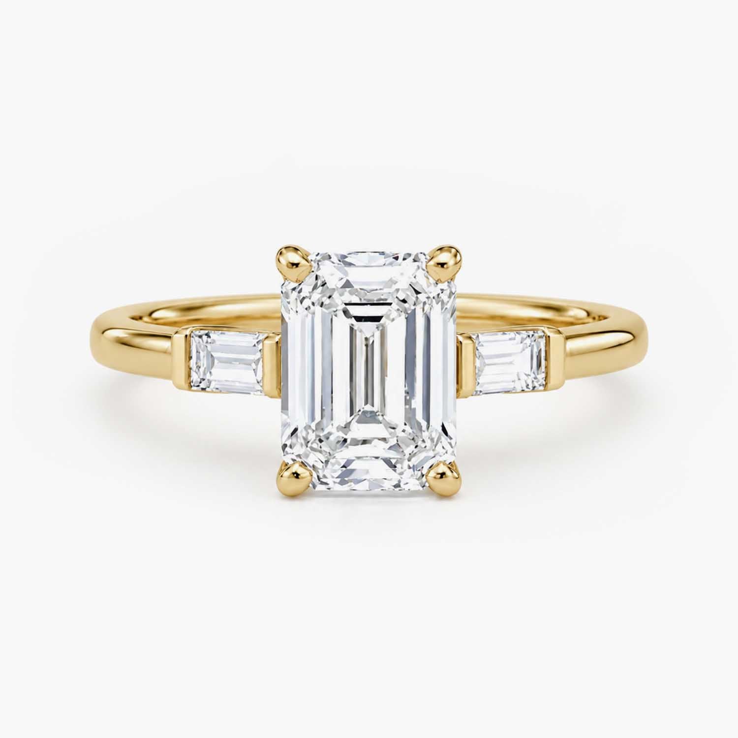 The Edge Emerald Cut Three-Stone Solitaire Ring