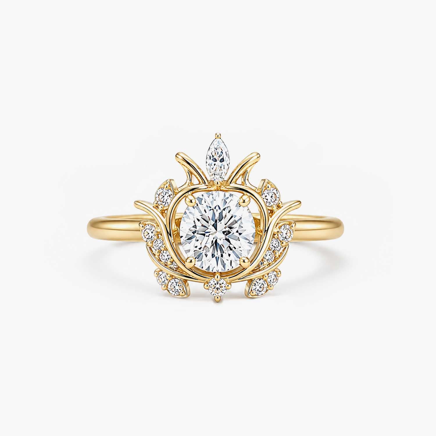 The Clementia Lumiere Oval Filigree Crown Ring