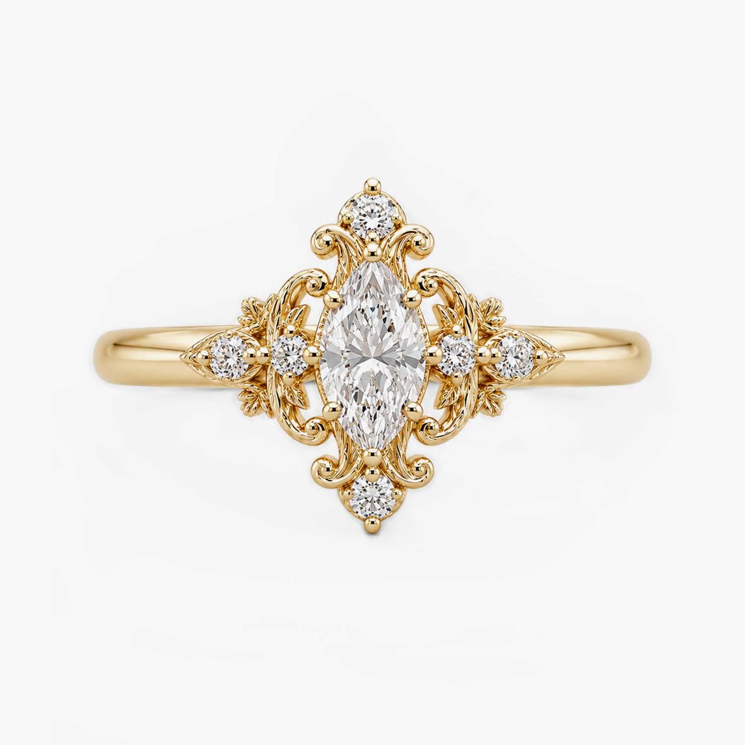 The Clementia Lumiere Marquise Filigree Floral Ring