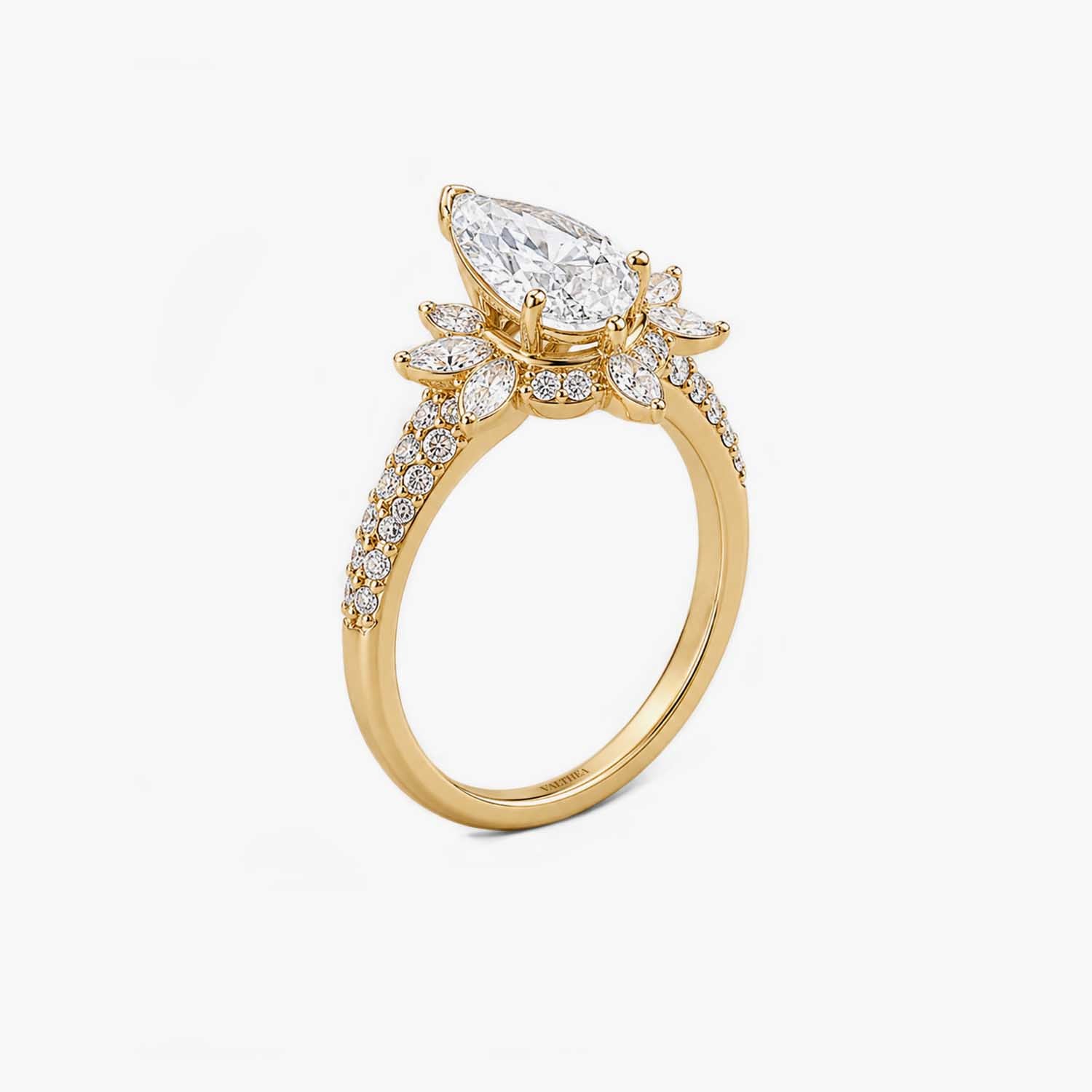 The Clementia Lumiere Pear-Shaped Lotus Pave Ring