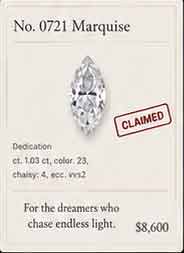 No. 0721 Marquise. Claimed. $8,600.